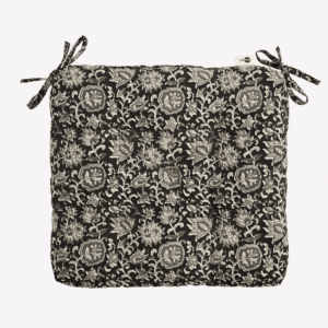 coussin de chaise noir fleuris en coton