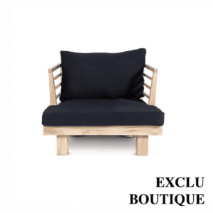 fauteuil en teck coussin noir mobilier extérieur
