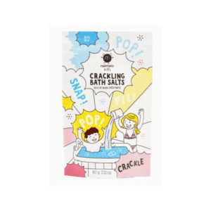 Sels de bain crépitants bleu pour les enfants dans un petit sachet