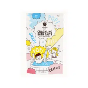 Sels de bain crépitants bleu pour les enfants dans un petit sachet