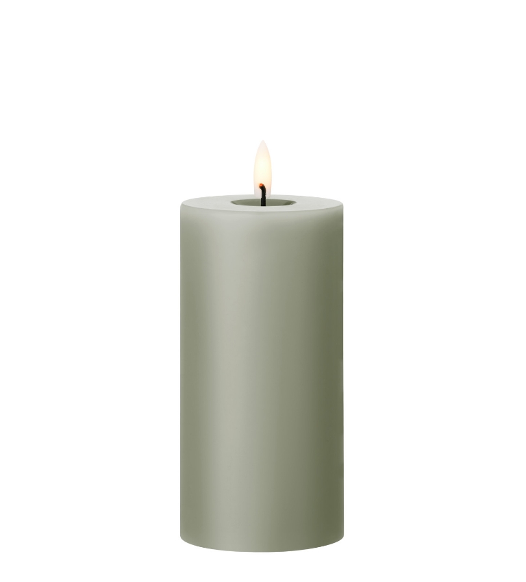 Bougie Pilier Rustique Olive - Diamètre 7 Cm Hauteur 15 Cm - Longue Durée (64-90h) - Sans Parfum - Décoration Antique