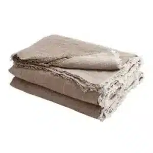 Plaid Lin Froissé Taupe / Ciment - Maison de Vacances