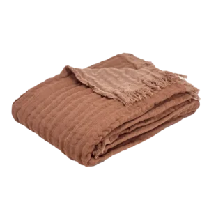 Plaid en Lin BAYA Mocaccino/Cimarron - Haomy