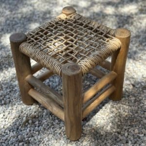 Tabouret Teck et Corde