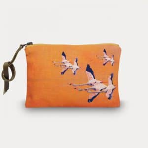 Pochette Lin Flamingos Orange
