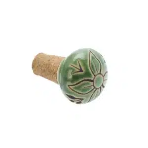 Bouchon de Bouteille en Grès Peint à la Main Vert - Madam Stoltz