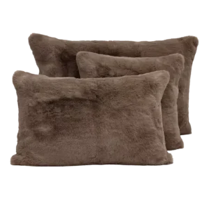 Housse de Coussin Fausse Fourrure CHAMONIX Châtaigne - Haomy
