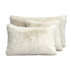 Housse de Coussin Fausse Fourrure CHAMONIX Ivoire - Haomy