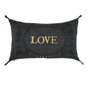 Housse de Coussin Coton Enluminure Carbone Love