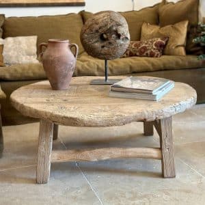Table Basse Ronde en Bois d'Orme