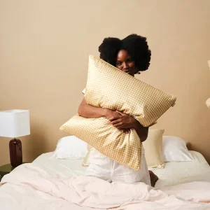 Taie d'oreiller Pure soie Vichy Beige 65x65 - Emily's Pillow