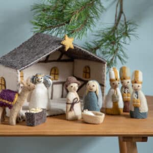 Crèche de Noël avec Personnages en Laine