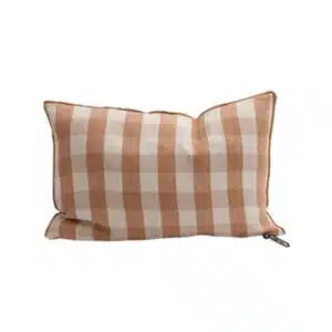 Coussin en Lin Vichy Cottage Terracotta - Maison de Vacances