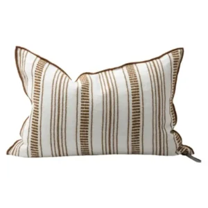 Coussin Toile Brodée CYCLADES Havane - Maison de Vacances