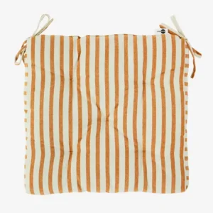 Coussin de Chaise Rayures Fines Blanc et Miel - Madam Stoltz