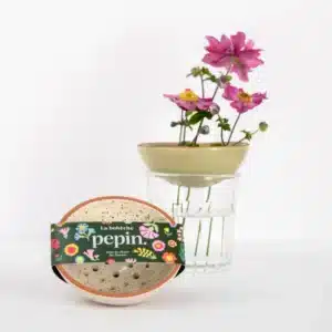 Bobèche Fleurs en Céramique Blanc grainé - Pepin
