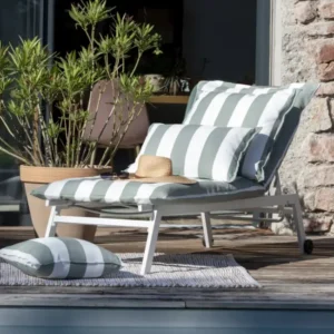 Housse de Bain de Soleil Rayures NOA Sauge - L'Effet Papillon