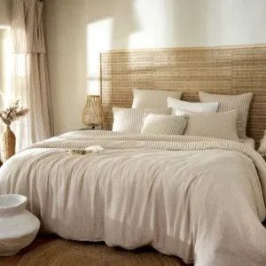 Housse de Couette Gaze de Coton Réversible ROMIE Ficelle - L'Effet Papillon