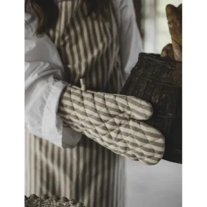 Gant de Cuisine à Rayures Beige