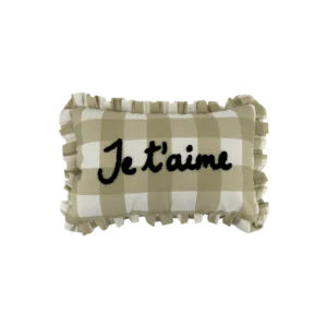 Coussin à Carreaux "Je t'aime" Beige