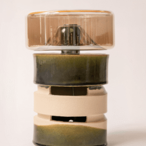 Lampe en Céramique artisanale PARALUME Blanc et Vert fumé