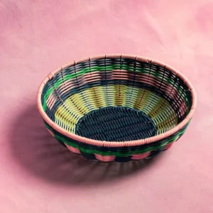 Bol coloré tissé à la main - Rose & Bleu marine