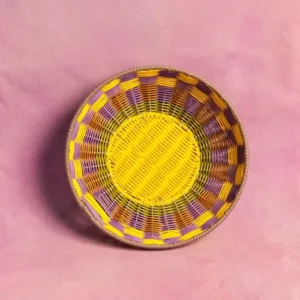Bol tissé Jaune et Lilas Maegen (vue du dessus)