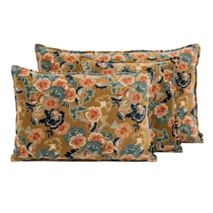 Housse de Coussin Velours Fleurie BOSTON Gold - Haomy