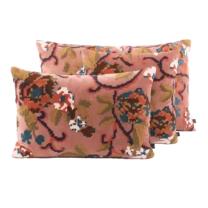 Housse de Coussin Velours Brodée KENDALL Mocaccino - Haomy