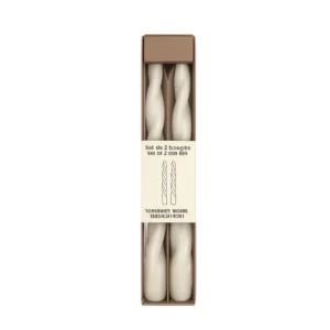Set 2 Bougies longues Torsadées - Ivoire