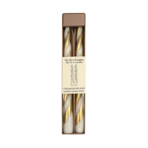 Set 2 Bougies longues Torsadées - Ivoire et doré