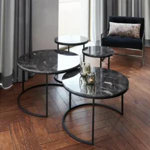 Tables Basses Gigognes en Marbre Noir ALFIO