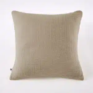 Taie d'Oreiller Quadruple Gaze de Coton INA Ficelle 60x60 - L'Effet Papillon
