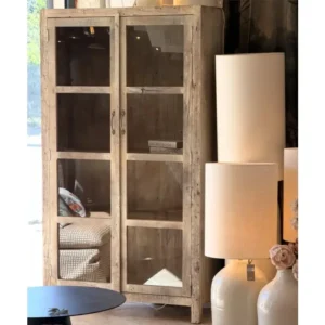Armoire Vitrée 2 portes en Bois LENA