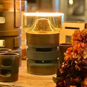 Lampe en Céramique artisanale PARALUME - Noir et Vert