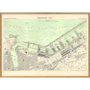 Affiche Encadrée Map of Marseille 1885